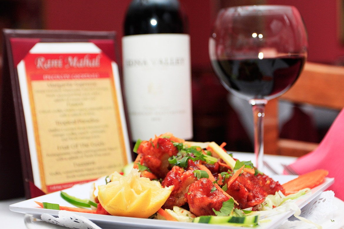 Appetizers with wine poured