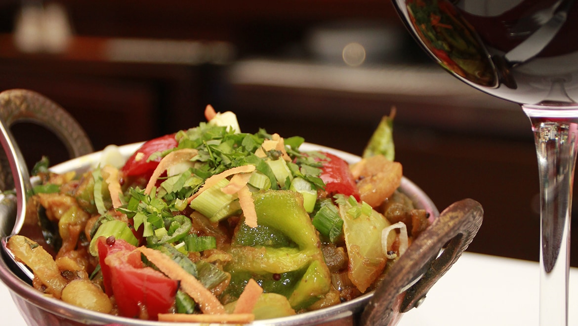 Mixed vegetables in a copper karahi
